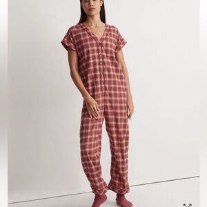 Madewell Plaid Pajama Jumpsuit